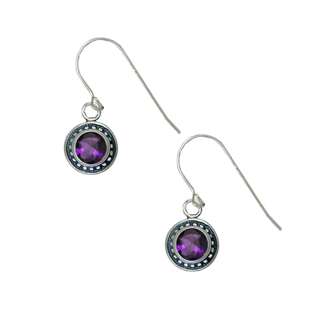 Sterling Silver Petite Amethyst Gemstone Drop Dangle Earrings